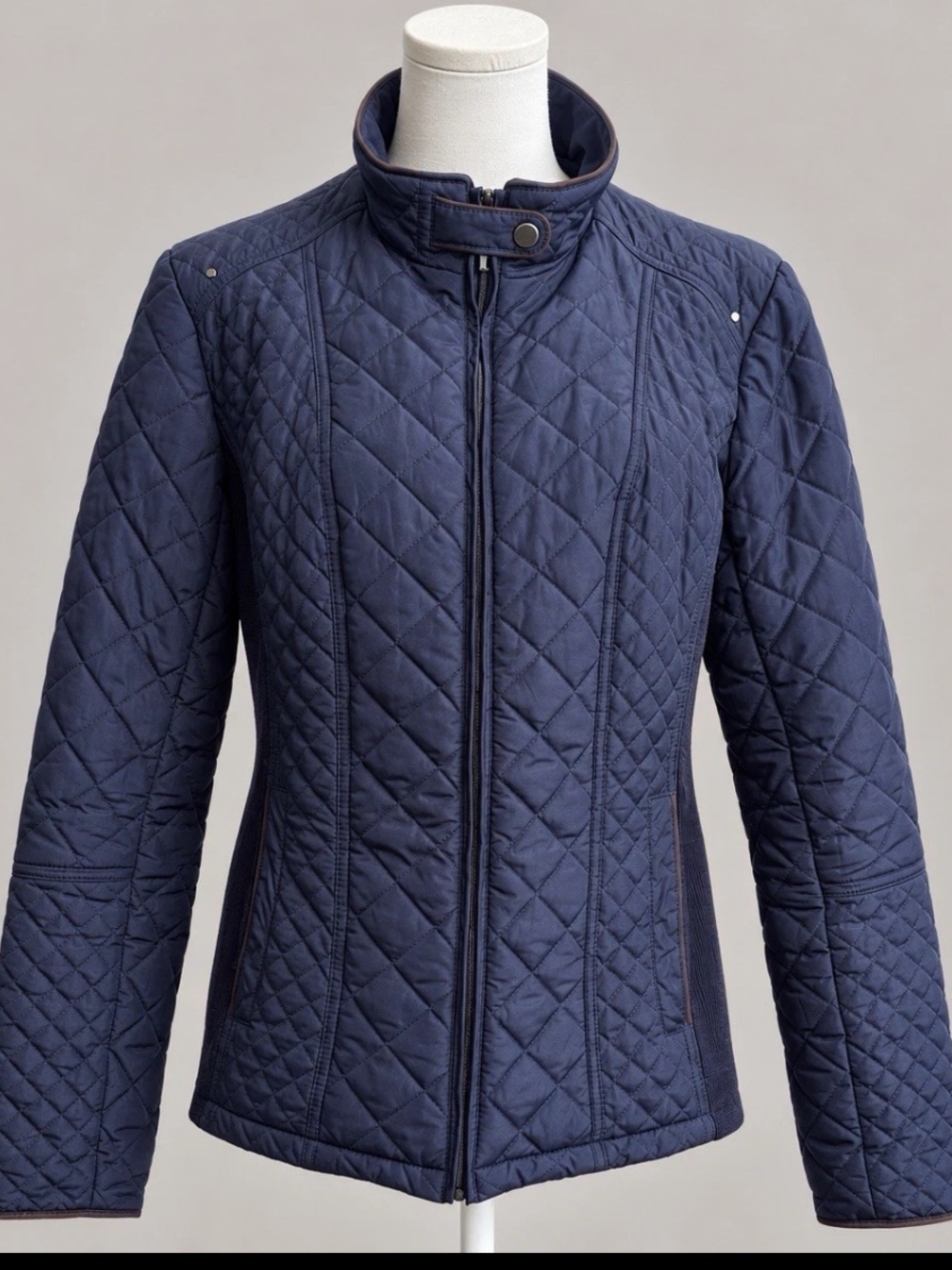 Weatherproof Women’s L Navy Quilted Riding Style Jacket Full Zip